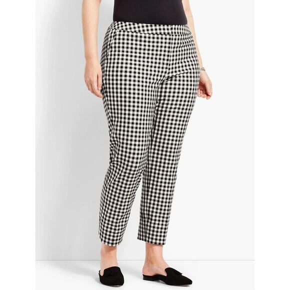 Talbots Women's Black Check Ankle Pants Size Large Casual Stretchy Fit - Picture 1 of 5
